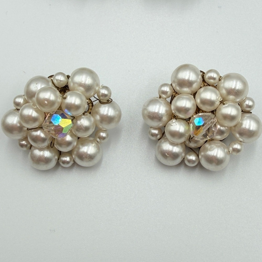Vtg Japan Hong Kong Beaded Cluster Earrings‎ Lot 10 pairs Costume Jewelry Clip - Picture 14 of 16